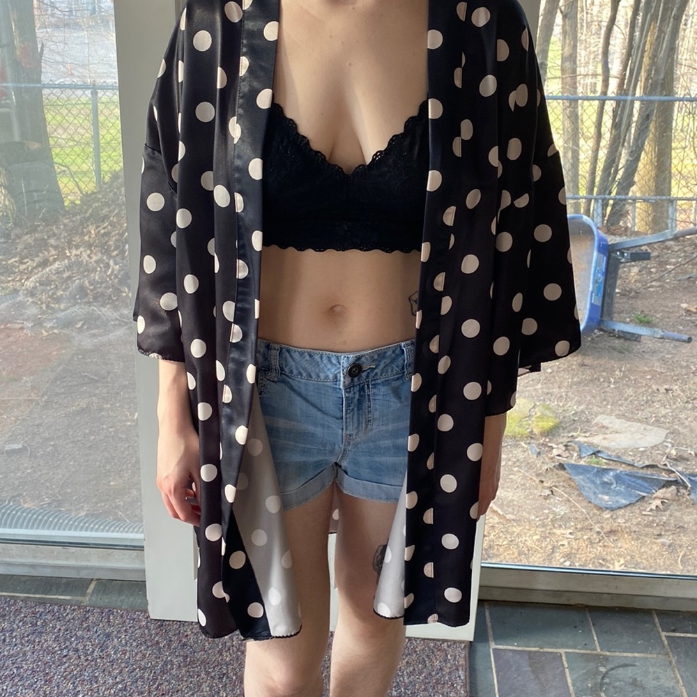COPY - Vintage Val Mode Polka Dot Kimono Silky Robe